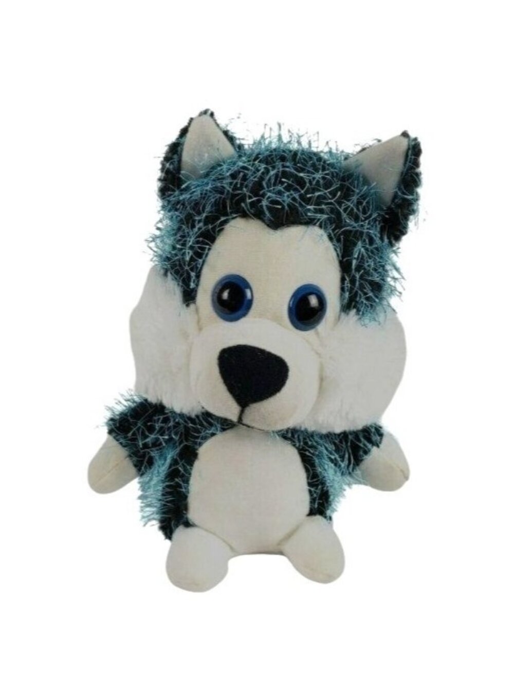 Classic Toy Co Wolf 9 in Plush Husky Dog Black Blue Fuzzy Shaggy Stuffed Animal